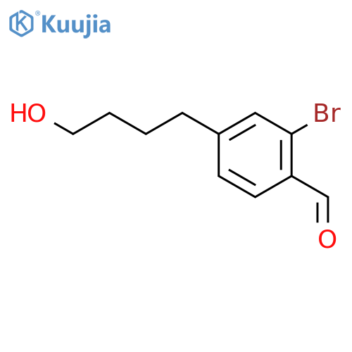 Benzaldehyde, 2-bromo-4-(4-hydroxybutyl)- structure