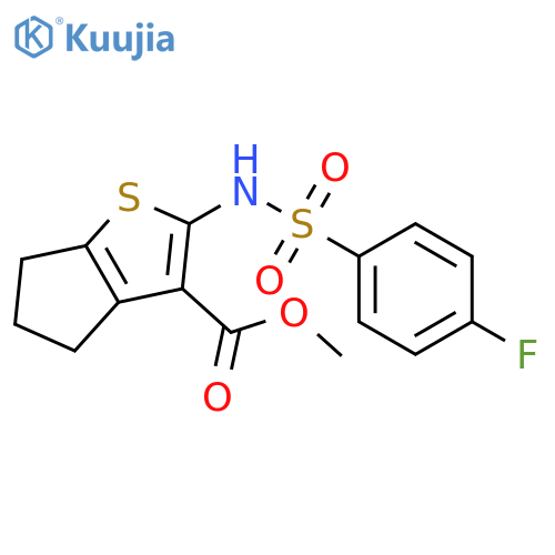 <br>methyl 2-{[(4-fluorophenyl)sulfonyl]amino}-5,6-dihydro-4H-cyclopenta[b]thio phene-3-carboxylate structure