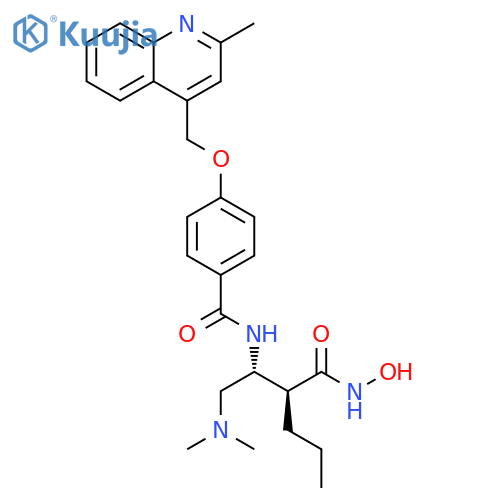 Benzamide,N-[(1R,2S)-1-[(dimethylamino)methyl]-2-[(hydroxyamino)carbonyl]pentyl]-4-[(2-methyl-4-quinolinyl)methoxy]- structure