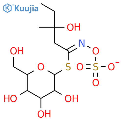 1-S-[(3S)-3-hydroxy-3-methyl-N-(sulfonatooxy)pentanimidoyl]-1-thio-beta-D-glucopyranose structure