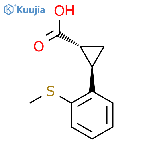 rac-(1R,2R)-2-2-(methylsulfanyl)phenylcyclopropane-1-carboxylic acid structure