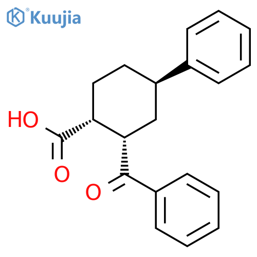 Cyclohexanecarboxylic acid, 2-benzoyl-4-phenyl-, (1R,2S,4R)-rel- structure