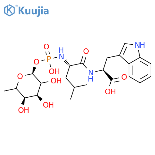 L-Tryptophan,N-[[(6-deoxy-a-L-mannopyranosyl)oxy]hydroxyphosphinyl]-L-leucyl- structure