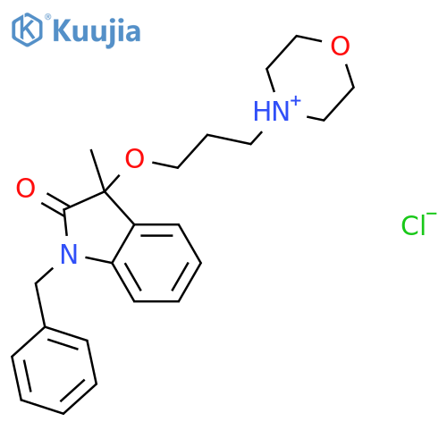 4-{3-[(1-benzyl-3-methyl-2-oxo-2,3-dihydro-1H-indol-3-yl)oxy]propyl}morpholin-4-ium chloride structure
