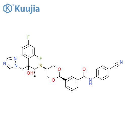 Benzamide,N-(4-cyanophenyl)-3-[trans-5-[[(1R,2R)-2-(2,4-difluorophenyl)-2-hydroxy-1-methyl-3-(1H-1,2,4-triazol-1-yl)propyl]thio]-1,3-dioxan-2-yl]- structure