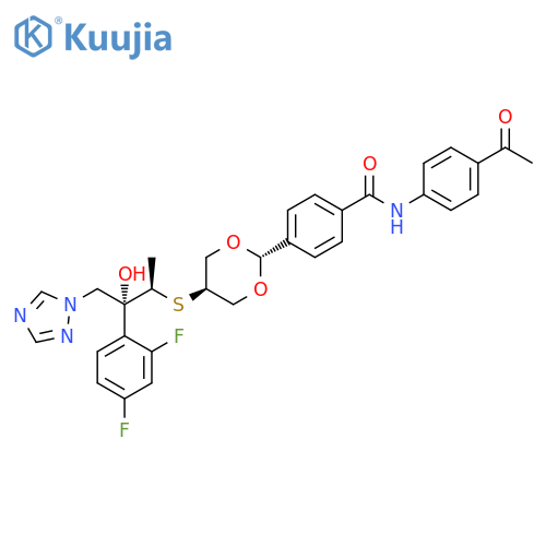 Benzamide,N-(4-acetylphenyl)-4-[trans-5-[[(1R,2R)-2-(2,4-difluorophenyl)-2-hydroxy-1-methyl-3-(1H-1,2,4-triazol-1-yl)propyl]thio]-1,3-dioxan-2-yl]- structure