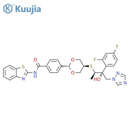 Benzamide,N-2-benzothiazolyl-4-[trans-5-[[(1R,2R)-2-(2,4-difluorophenyl)-2-hydroxy-1-methyl-3-(1H-1,2,4-triazol-1-yl)propyl]thio]-1,3-dioxan-2-yl]- structure