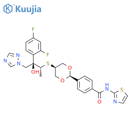 Benzamide,4-[cis-5-[[(1R,2R)-2-(2,4-difluorophenyl)-2-hydroxy-1-methyl-3-(1H-1,2,4-triazol-1-yl)propyl]thio]-1,3-dioxan-2-yl]-N-2-thiazolyl- structure