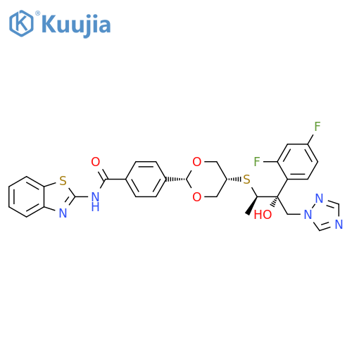 Benzamide,N-2-benzothiazolyl-4-[cis-5-[[(1R,2R)-2-(2,4-difluorophenyl)-2-hydroxy-1-methyl-3-(1H-1,2,4-triazol-1-yl)propyl]thio]-1,3-dioxan-2-yl]- structure