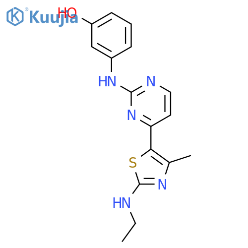 Phenol, 3-[[4-[2-(ethylamino)-4-methyl-5-thiazolyl]-2-pyrimidinyl]amino]- structure