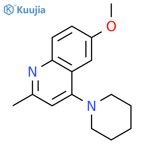 Quinoline, 6-methoxy-2-methyl-4-(1-piperidinyl)- structure