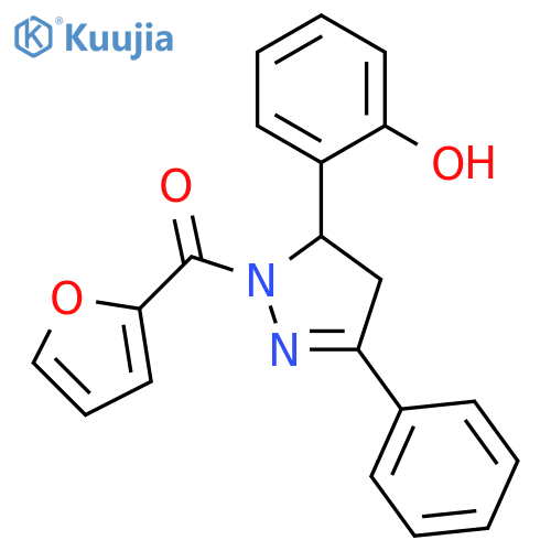 2-1-(furan-2-carbonyl)-3-phenyl-4,5-dihydro-1H-pyrazol-5-ylphenol structure