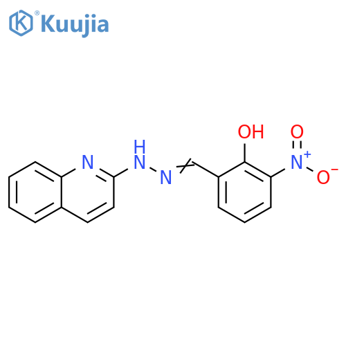 Benzaldehyde, 2-hydroxy-3-nitro-, 2-quinolinylhydrazone structure