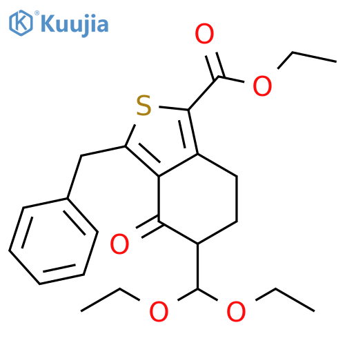Benzo[c]thiophene-1-carboxylic acid,5-(diethoxymethyl)-4,5,6,7-tetrahydro-4-oxo-3-(phenylmethyl)-, ethylester structure