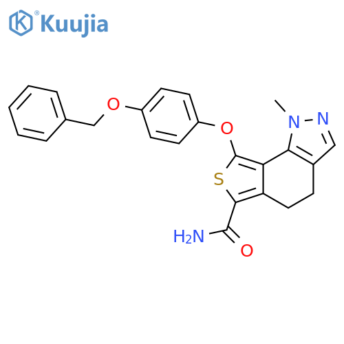 1H-Thieno[3,4-g]indazole-6-carboxamide,4,5-dihydro-1-methyl-8-[4-(phenylmethoxy)phenoxy]- structure