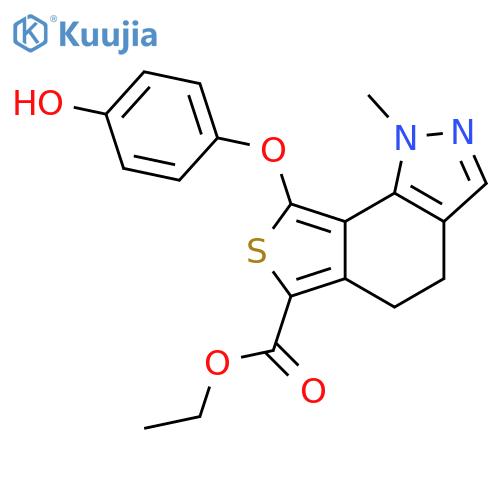 1H-Thieno[3,4-g]indazole-6-carboxylic acid,4,5-dihydro-8-(4-hydroxyphenoxy)-1-methyl-, ethyl ester structure