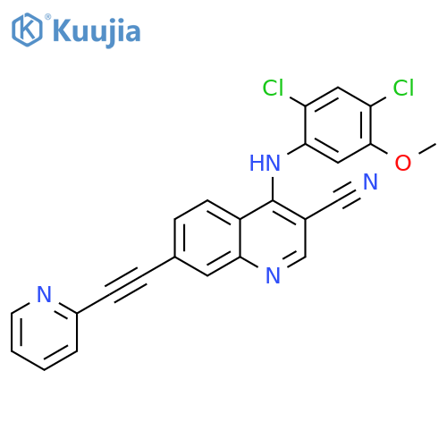 3-Quinolinecarbonitrile,4-[(2,4-dichloro-5-methoxyphenyl)amino]-7-(2-pyridinylethynyl)- structure