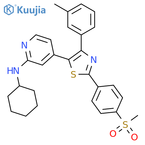N-Cyclohexyl-4-[4-(3-methylphenyl)-2-(4-methylsulfonylphenyl)-1,3-thiazol-5-YL]-2-pyridylamine structure