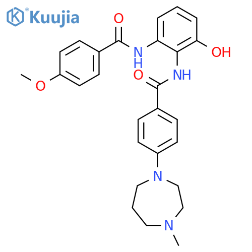 N-[2-Hydroxy-6-(4-methoxybenzamido)phenyl]-4-(4-methyl-1,4-diazepan-1-yl)benzamide structure
