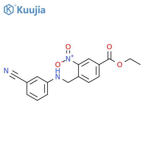 Benzoic acid, 4-[[(3-cyanophenyl)amino]methyl]-3-nitro-, ethyl ester structure