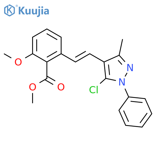 methyl 2-[(E)-2-(5-chloro-3-methyl-1-phenyl-pyrazol-4-yl)vinyl]-6-methoxy-benzoate structure