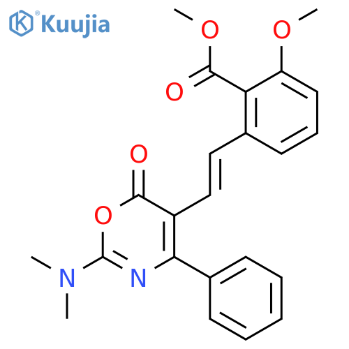 methyl 2-[(E)-2-[2-(dimethylamino)-6-oxo-4-phenyl-1,3-oxazin-5-yl]vinyl]-6-methoxy-benzoate structure