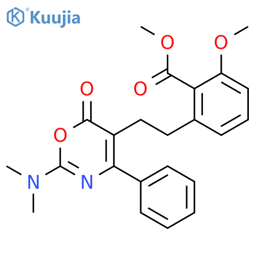 methyl 2-[2-[2-(dimethylamino)-6-oxo-4-phenyl-1,3-oxazin-5-yl]ethyl]-6-methoxy-benzoate structure