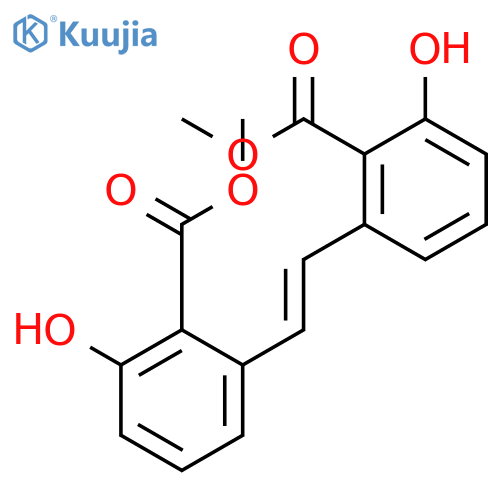 methyl 2-hydroxy-6-[(E)-2-(3-hydroxy-2-methoxycarbonyl-phenyl)vinyl]benzoate structure
