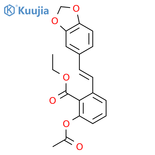ethyl 2-acetoxy-6-[(E)-2-(1,3-benzodioxol-5-yl)vinyl]benzoate structure