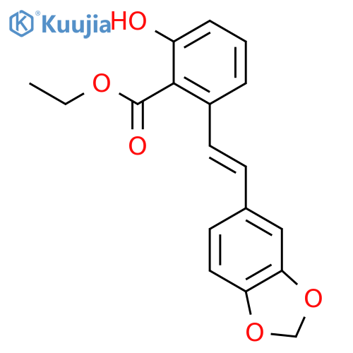 ethyl 2-[(E)-2-(1,3-benzodioxol-5-yl)vinyl]-6-hydroxy-benzoate structure