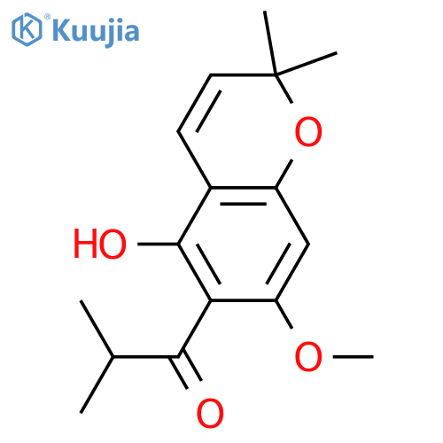 1-Propanone,1-(5-hydroxy-7-methoxy-2,2-dimethyl-2H-1-benzopyran-6-yl)-2-methyl- structure