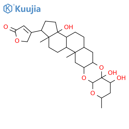 Card-20(22)-enolide,14-hydroxy-2,3-[[(2S,3S,4R,6R)-tetrahydro-3,4-dihydroxy-6-methyl-2H-pyran-3,2-diyl]bis(oxy)]-,(2a,3b,5a)- (9CI) structure
