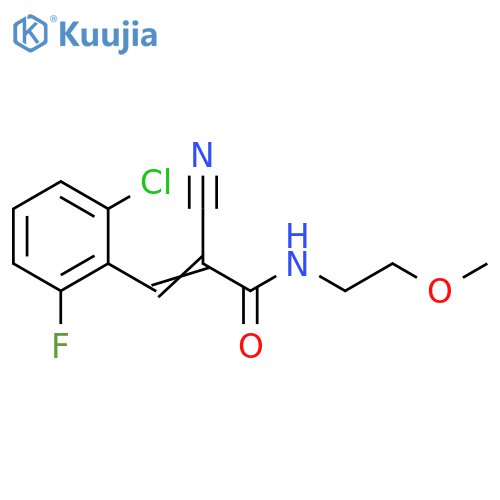 3-(2-chloro-6-fluorophenyl)-2-cyano-N-(2-methoxyethyl)prop-2-enamide structure