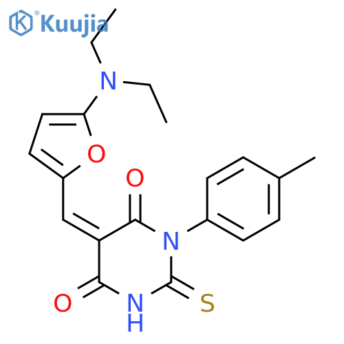 4,6(1H,5H)-Pyrimidinedione,5-[[5-(diethylamino)-2-furanyl]methylene]dihydro-1-(4-methylphenyl)-2-thioxo- structure