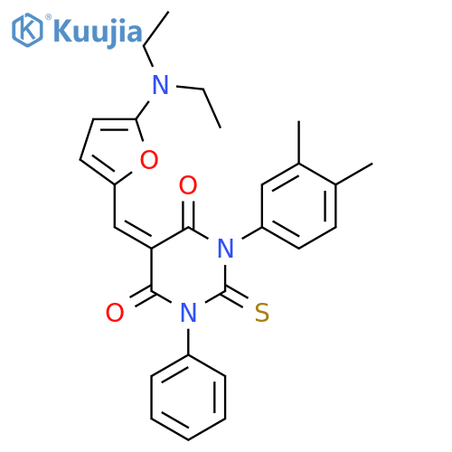 4,6(1H,5H)-Pyrimidinedione,5-[[5-(diethylamino)-2-furanyl]methylene]-1-(3,4-dimethylphenyl)dihydro-3-phenyl-2-thioxo- structure