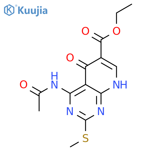 Pyrido[2,3-d]pyrimidine-6-carboxylicacid, 4-(acetylamino)-5,8-dihydro-2-(methylthio)-5-oxo-, ethyl ester structure
