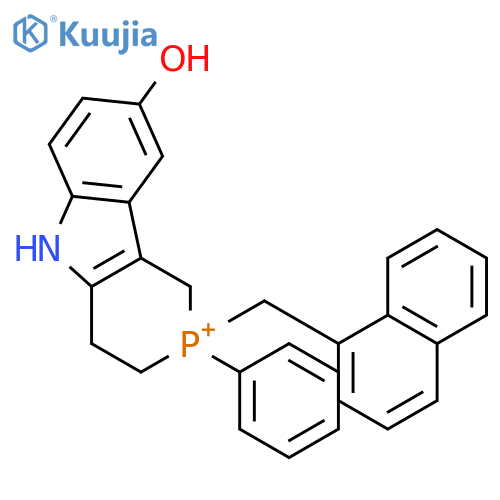 2-(naphthalen-1-ylmethyl)-2-phenyl-1,3,4,5-tetrahydrophosphinino[4,3-b]indol-2-ium-8-ol;chloride structure