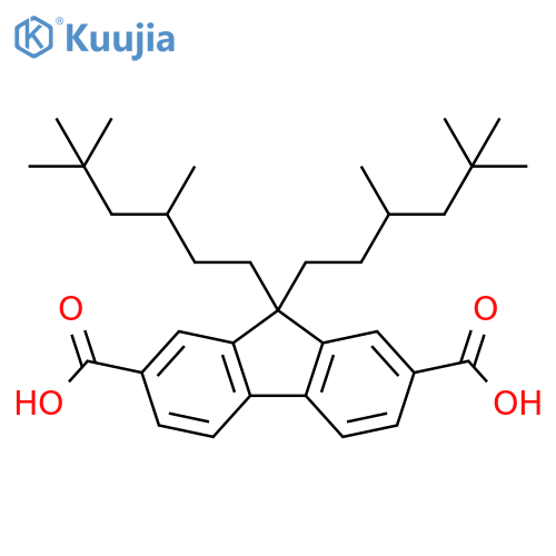 9H-Fluorene-2,7-dicarboxylic acid, 9,9-bis(3,5,5-trimethylhexyl)- structure