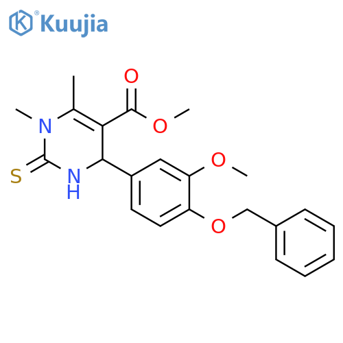 methyl 4-4-(benzyloxy)-3-methoxyphenyl-1,6-dimethyl-2-sulfanylidene-1,2,3,4-tetrahydropyrimidine-5-carboxylate structure