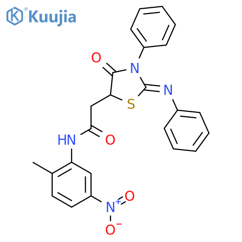 N-(2-methyl-5-nitrophenyl)-2-(2Z)-4-oxo-3-phenyl-2-(phenylimino)-1,3-thiazolidin-5-ylacetamide structure
