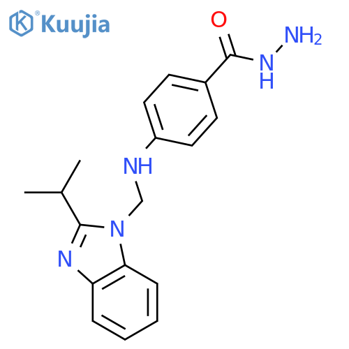 4-({[2-(propan-2-yl)-1H-benzimidazol-1-yl]methyl}amino)benzohydrazide structure