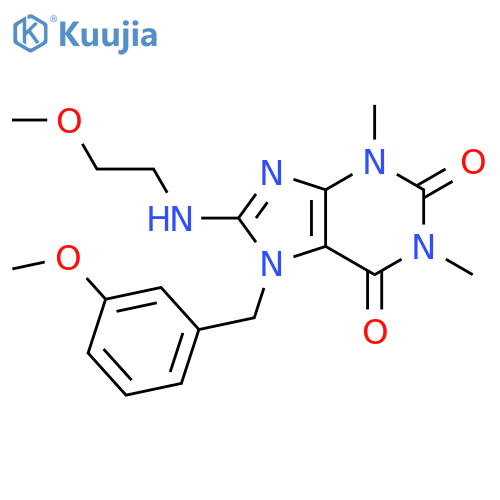8-(2-methoxyethylamino)-7-[(3-methoxyphenyl)methyl]-1,3-dimethylpurine-2,6-dione structure