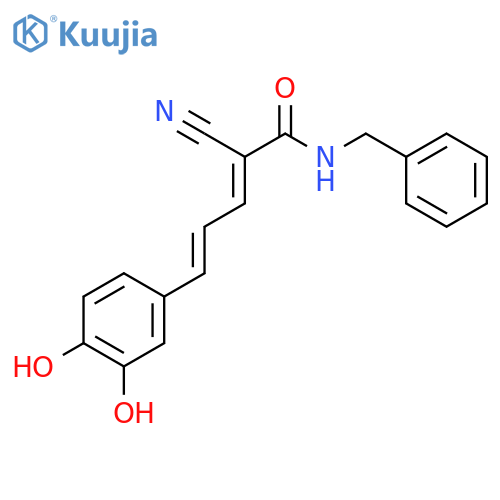 2,4-Pentadienamide,2-cyano-5-(3,4-dihydroxyphenyl)-N-(phenylmethyl)-, (2E,4E)- structure