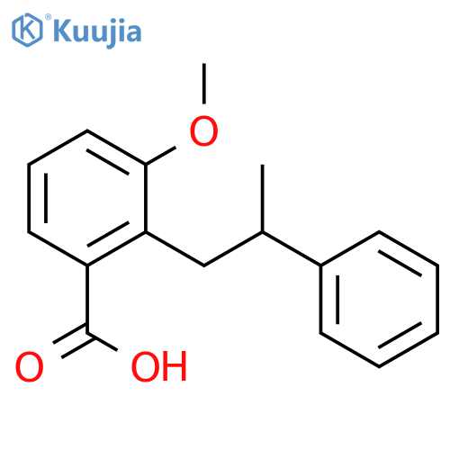 Benzoic acid, 3-methoxy-2-(2-phenylpropyl)- structure