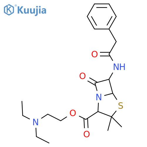 4-Thia-1-azabicyclo[3.2.0]heptane-2-carboxylicacid, 3,3-dimethyl-7-oxo-6-[(2-phenylacetyl)amino]- (2S,5R,6R)-,2-(diethylamino)ethyl ester structure