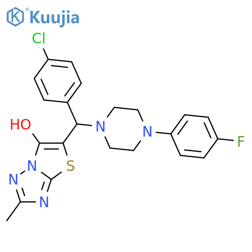 5-(4-chlorophenyl)4-(4-fluorophenyl)piperazin-1-ylmethyl-2-methyl-1,2,4triazolo3,2-b1,3thiazol-6-ol structure