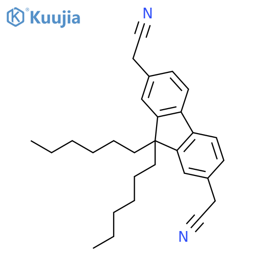 9H-Fluorene-2,7-diacetonitrile, 9,9-dihexyl- structure