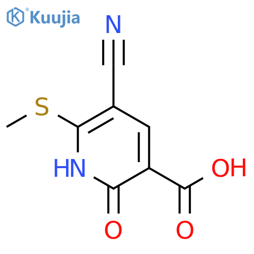 5-cyano-6-(methylsulfanyl)-2-oxo-1,2-dihydropyridine-3-carboxylic acid structure