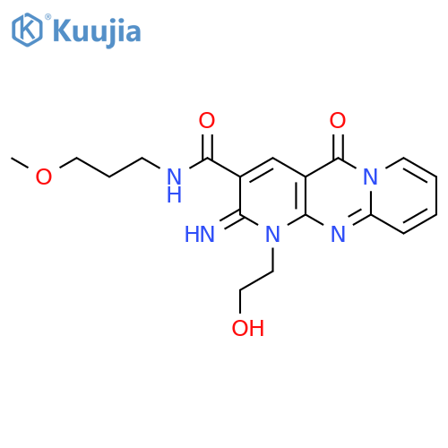 7-(2-hydroxyethyl)-6-imino-N-(3-methoxypropyl)-2-oxo-1,7,9-triazatricyclo8.4.0.0^{3,8}tetradeca-3(8),4,9,11,13-pentaene-5-carboxamide structure