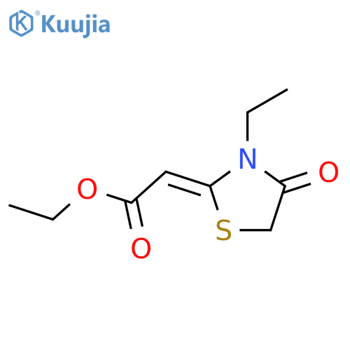 Acetic acid,2-(3-ethyl-4-oxo-2-thiazolidinylidene)-, ethyl ester structure